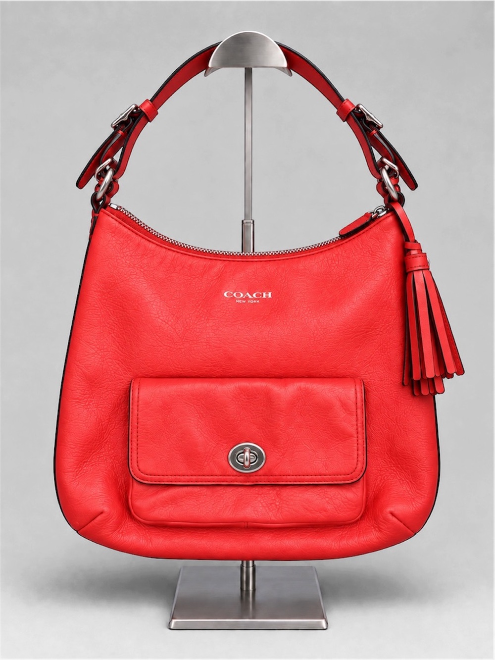 Coach Courtenay Legacy Leather Hobo Bag Coral Red Style #22381